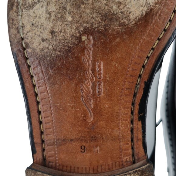 Vintage Mezlan Black White Leather Wingtip Spectators Mens 9M Formal Dress Shoes - Picture 9 of 12